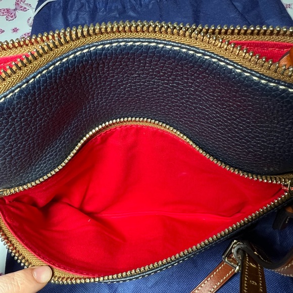 Dooney & Bourke Midnight Blue Letter Carrier Leather Crossbody Bag with Dust Bag - Picture 2 of 6